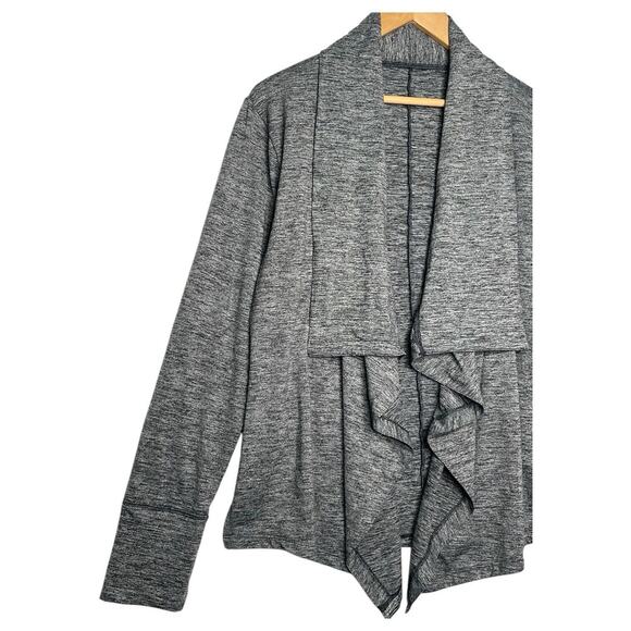 Nike Yoga Top Womens M Dri Fit Open Front Drape Cardigan Heathered Athletic Gray - Picture 11 of 16